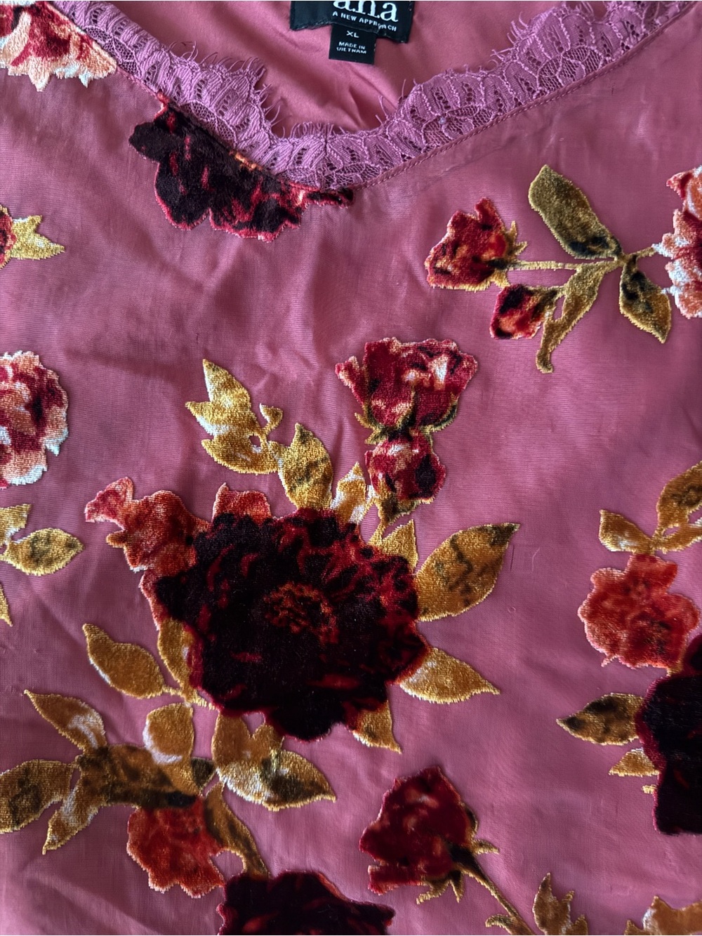 a.n.a Pink Floral Velvet-Trim Camisole - Picture 2 of 3